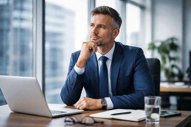 Unternehmer beim Nachdenken
